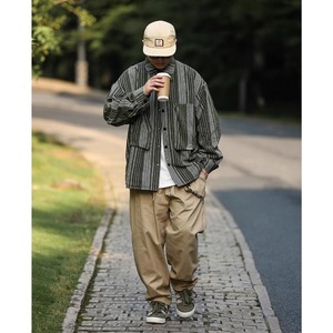 Stripe pattern long sleeve shirt 0438