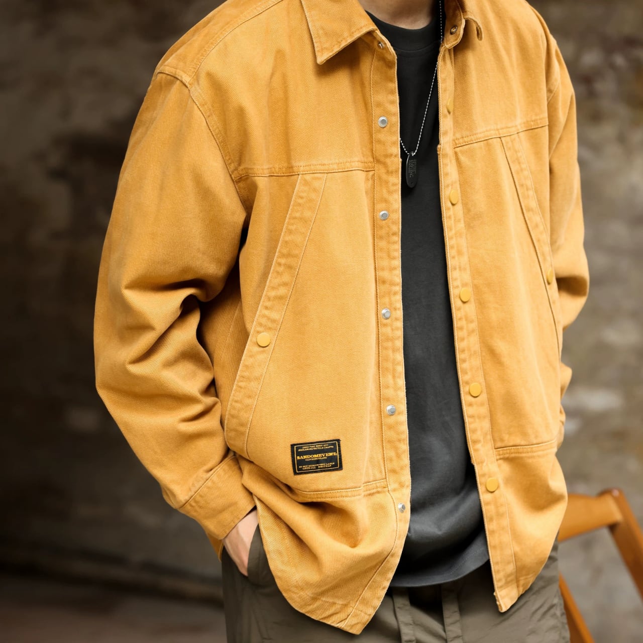 ボタンダウン フラップポケット付き ロングスリーブワークシャツ 00164