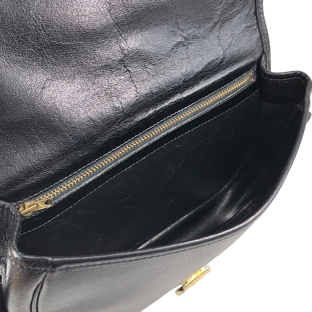 CELINE セリーヌ ショルダーバッグ ブラック 馬車 型押し レザー vintage ヴィンテージ オールド b7miwj