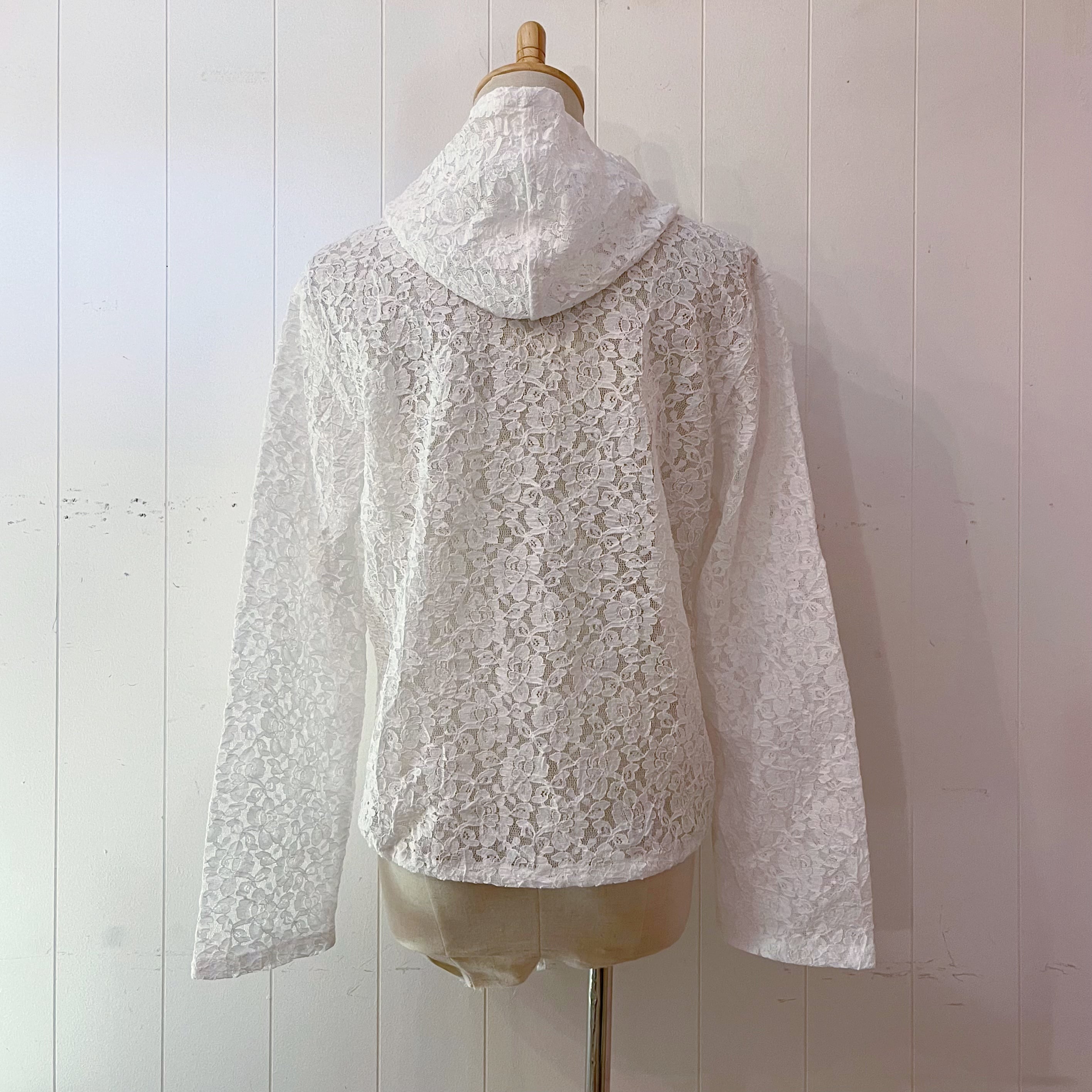 white flower lace hoodie