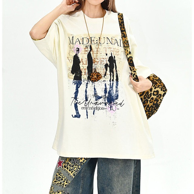 シルエットアートグラフィックレタリングミックストップス 2col   R02017