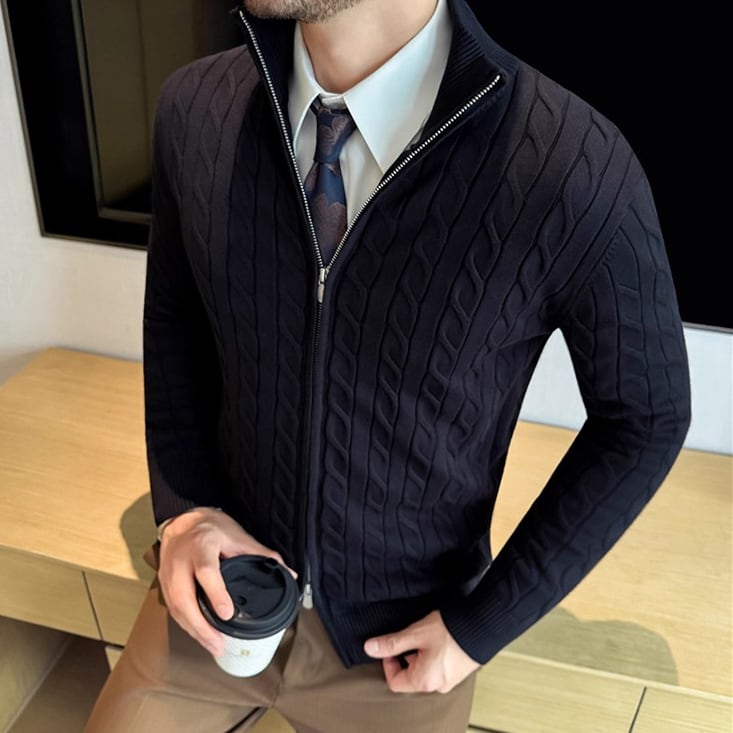 長袖 ジップアップ ニットカーディガン 4color KA1280