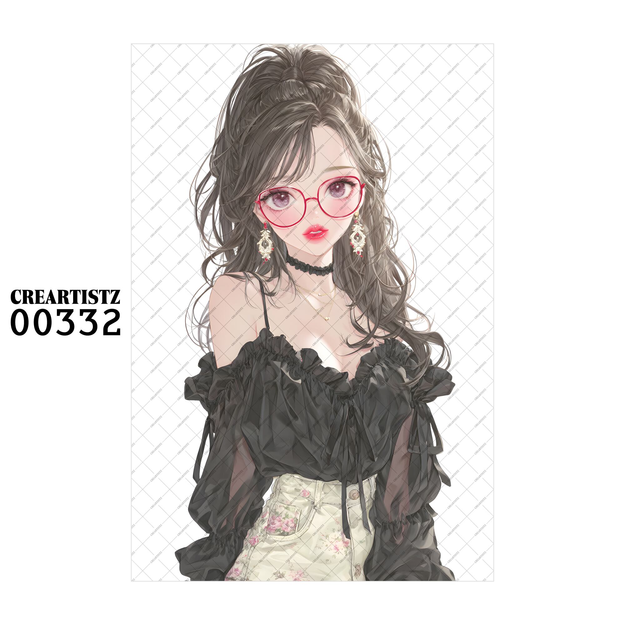 00332 ガール キュート オリジナル ペーパー/ステッカー 4枚セット CREARTISTZ