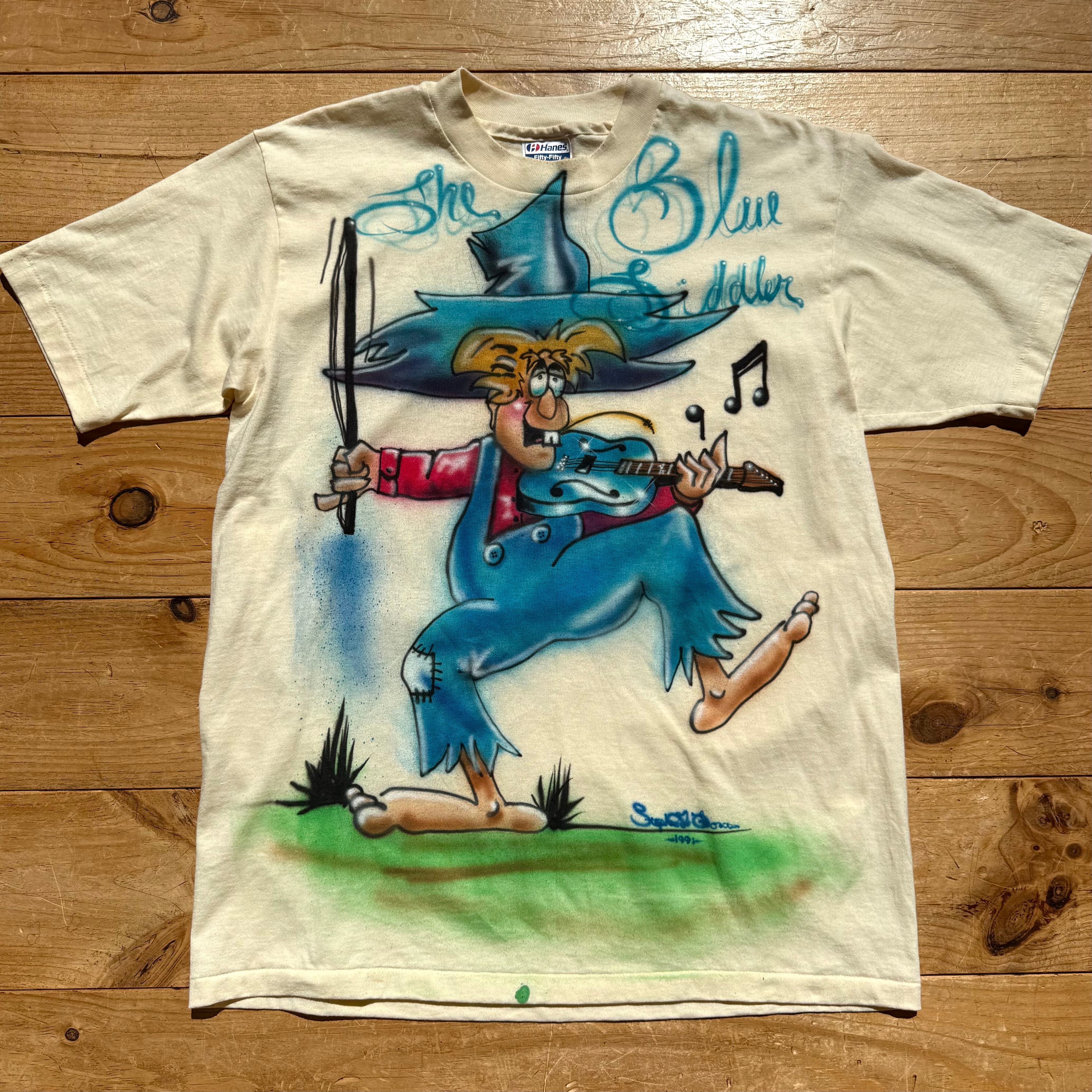 90's Used Vintage T-Shirt （The Blue Fiddler）90年代 USA製 アート