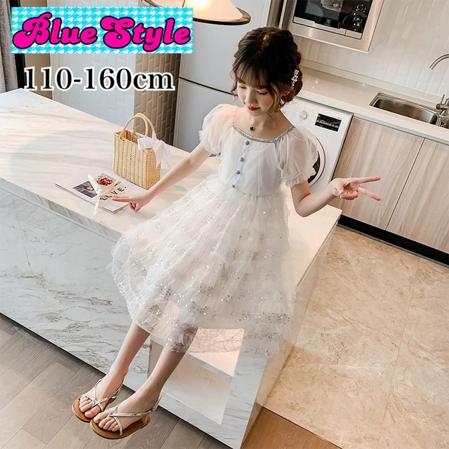 キッズドレス プリンセス ミディアムドレス 発表会 ホワイト ピンク シンプル 子供ドレス 結婚式 お誕生日会