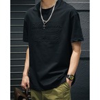 Embossed Crew Neck T-Shirt Box Silhouette ◇3color H0312