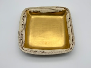 堺克弘　金彩角丸大皿（浅）