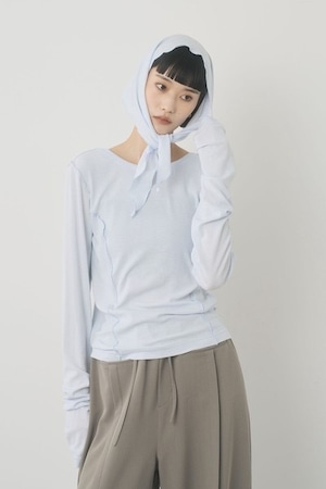Lettuce Edge Long-Sleeve Top メローインナーロングカットソー Sax