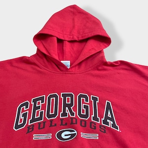 【GILDAN】UGA カレッジ アーチロゴ GEORGIA BULLDOGS ジョージア大学 アメフト フットボール パーカー プリント スウェット フーディー hoodie プルオーバー us古着