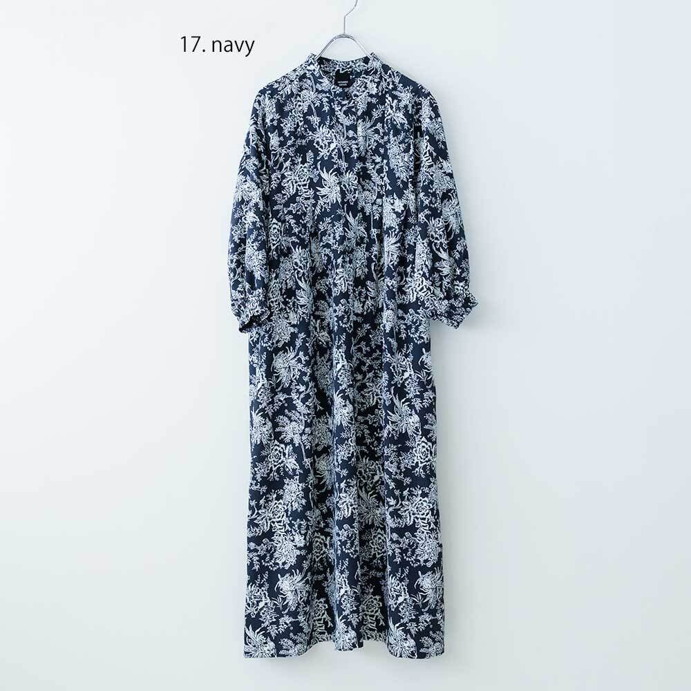 NOMBRE IMPAIR ツートンミドルフラワーPT スタンドワンピース NOMBRE IMPAIR ツートーンミドルフラワープリントスタンドワンピース