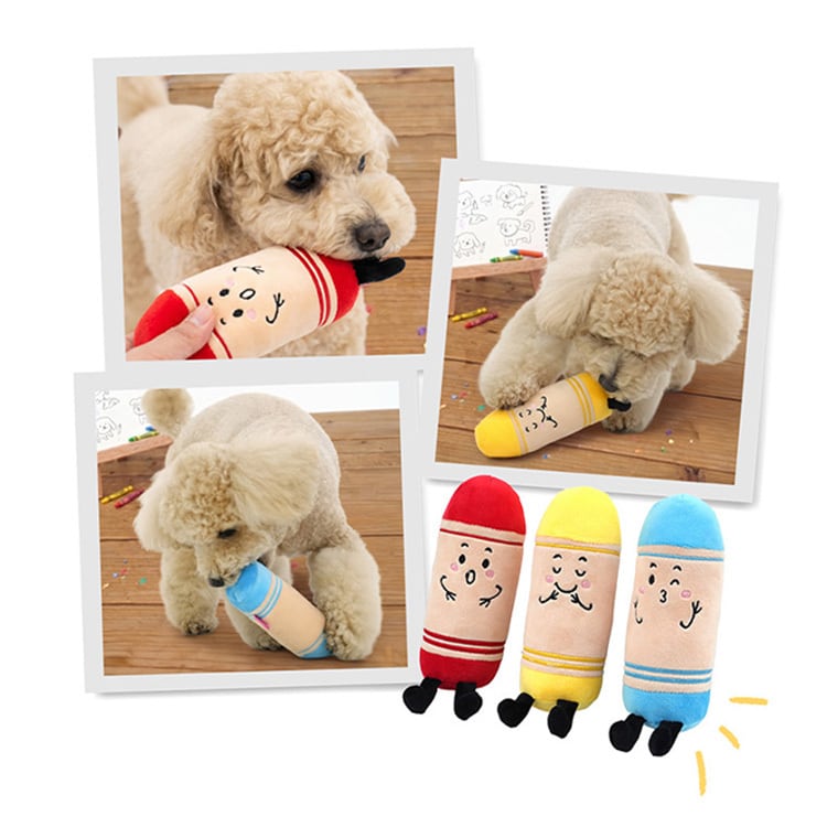 crayon toy ver.2  3color /  ペット 犬 おもちゃ 噛む 音が鳴る ロープ 知育玩具 鳴き笛入り 可愛い わんちゃん おもちゃ ストレス解消 韓国 ペット用品