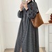 2色／チェック柄シャツワンピース ・12127