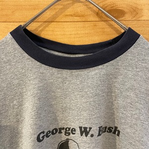 【anvil】リンガー トリム Tシャツ DJ イラスト George W.Bush old school ビッグサイズ XL US古着 アメリカ古着