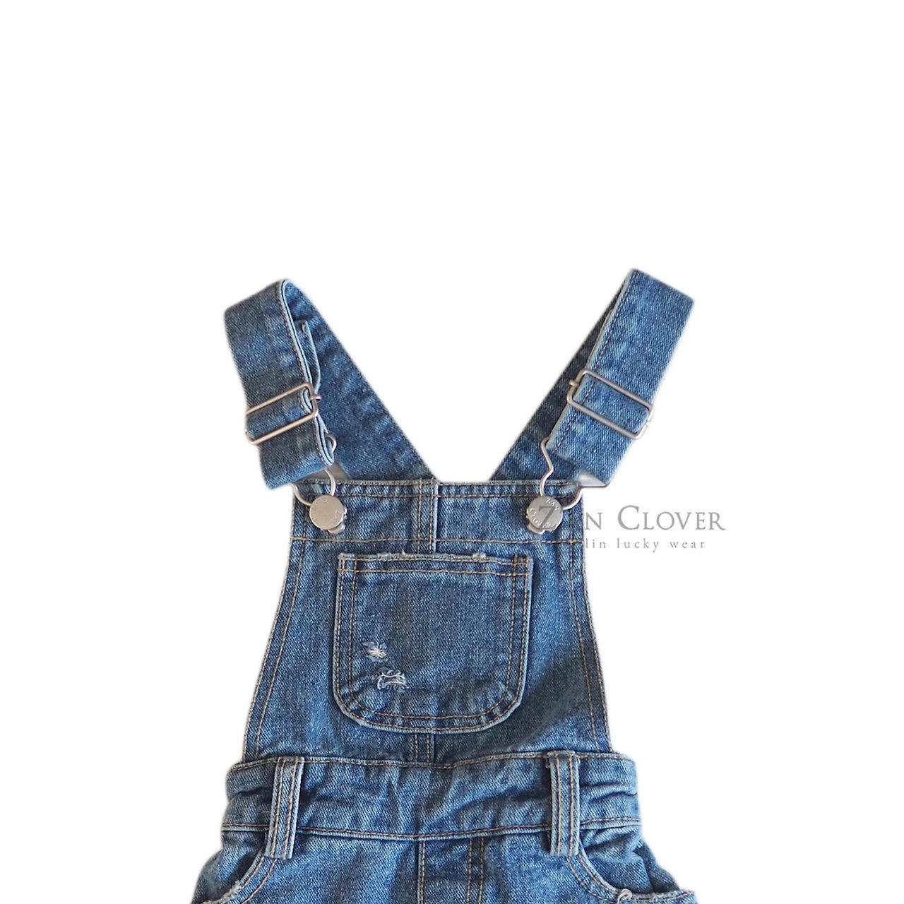 [Z’AN CLOVER] Cutoff Denim Overalls (13/15/17/19) / [지안클로버] 컷오프데님오버롤 (13/15/17/19)