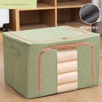 衣類収納ボックス 収納ケース リネン ライトグリーン シングルウィンドウ 綿 麻 収納ボックス 家庭用 折りたたみ布 スチールフレームボックス 防湿防塵キルト 収納ボックス おもちゃ収納 ボックス