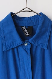 Vuokko cobalt blue cotton snap button shirt dress