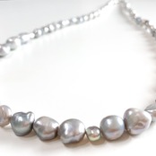 落ち着きあるパール！ グレー淡水パール ロングネックレス ne1103
