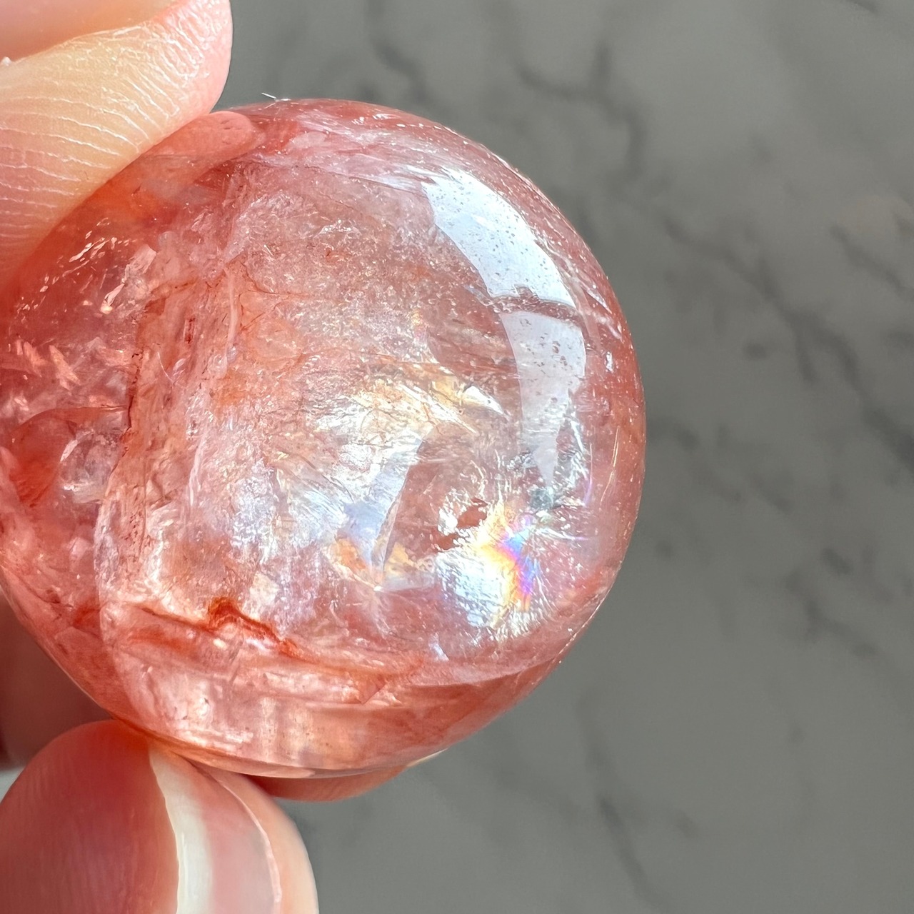 ヒマラヤレッドクォーツA＊ヘマタイトインクォーツ＊スフィア＊マニカラン水晶＊天然石インテリア＊パワーストーン＊置き物