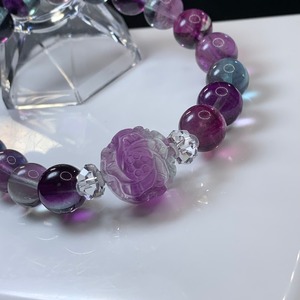 グラデーションフローライト・お花デザインブレスレット