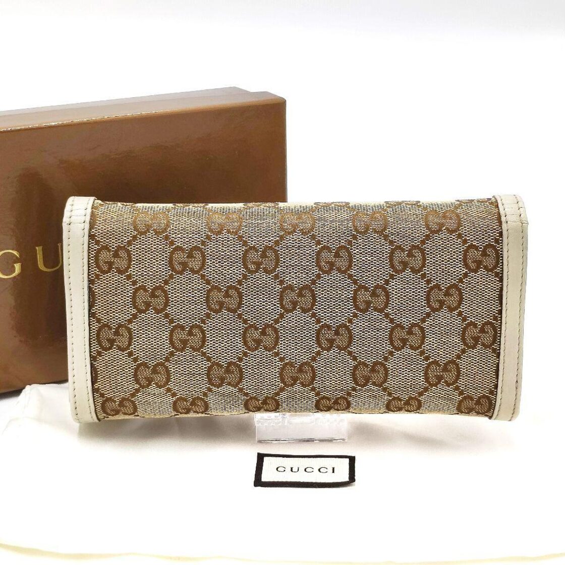 GUCCI グッチ 長財布 スーキー インターロッキング 白 GG柄 キャンバス 