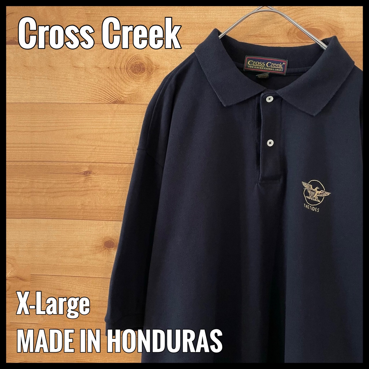 【cross creek】企業系 ビッグサイズ ポロシャツ XL ワンポイント 刺繍ロゴ Booz Allen Hamilton US古着 アメリカ古着