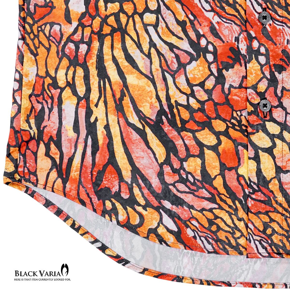 サテンシャツ ドゥエボットーニ ステンドグラス ドレスシャツ レギュラー ジャガード パーティー メンズ men(オレンジ橙) 231901 BLACK VARIA ブラックバリア サテンシャツ ドゥエボットーニ ステンド