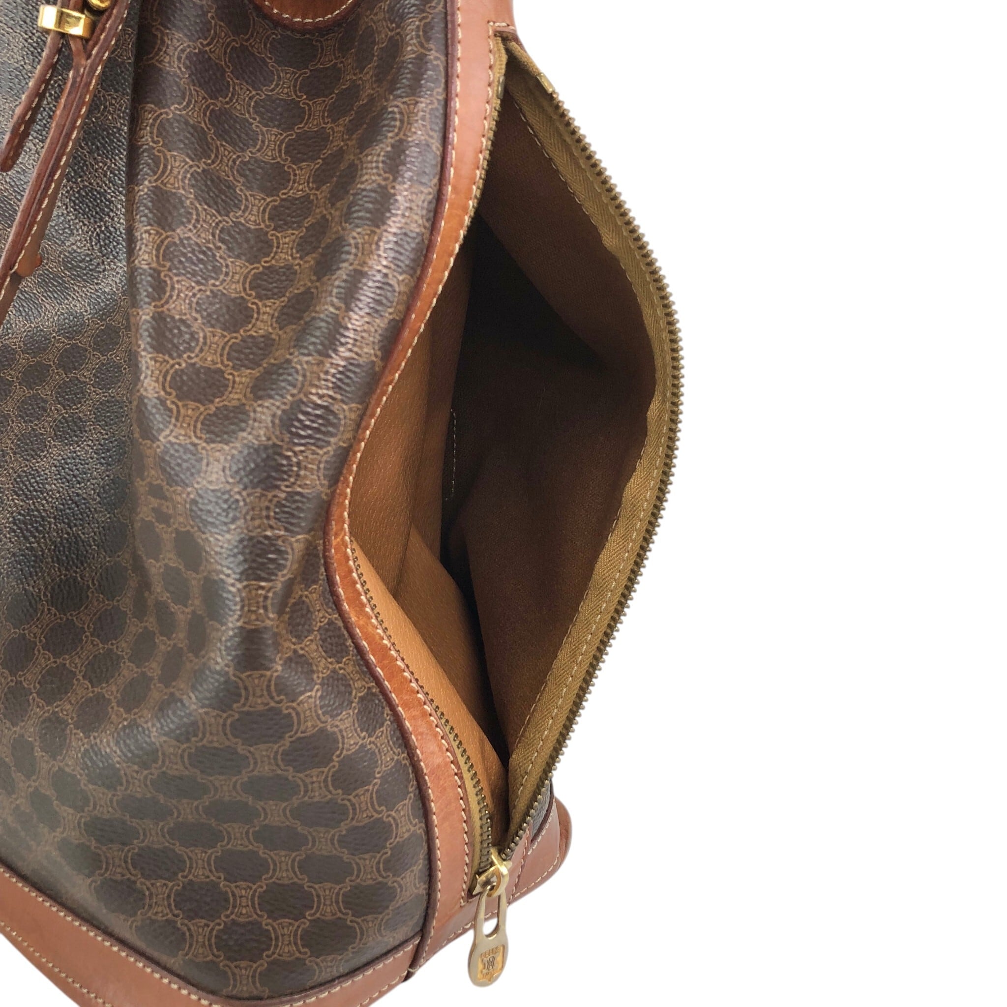 CELINE セリーヌ マカダム ショルダーバッグ ブラウン ブラゾン型押し
