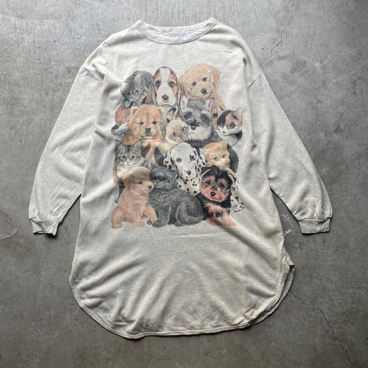 Kittens Usa製 アニマル 動物 イヌ 犬 プリント ロング丈 スウェット トレーナー ワンピース スウェット メンズl相当 レディース 古着 ロングｔシャツ Cave 古着屋 公式 古着通販サイト