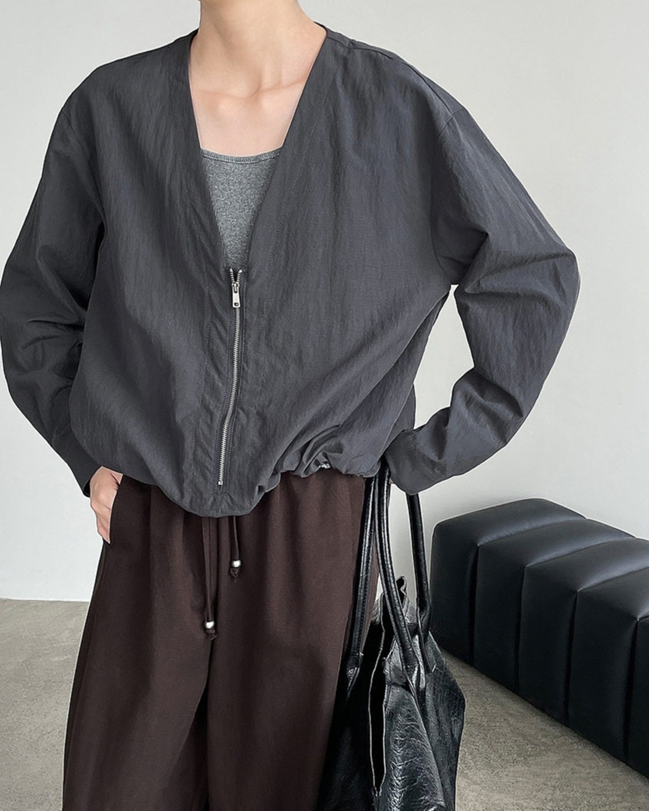 ジップフロントVネックシャツジャケット 3color A1003 - 12