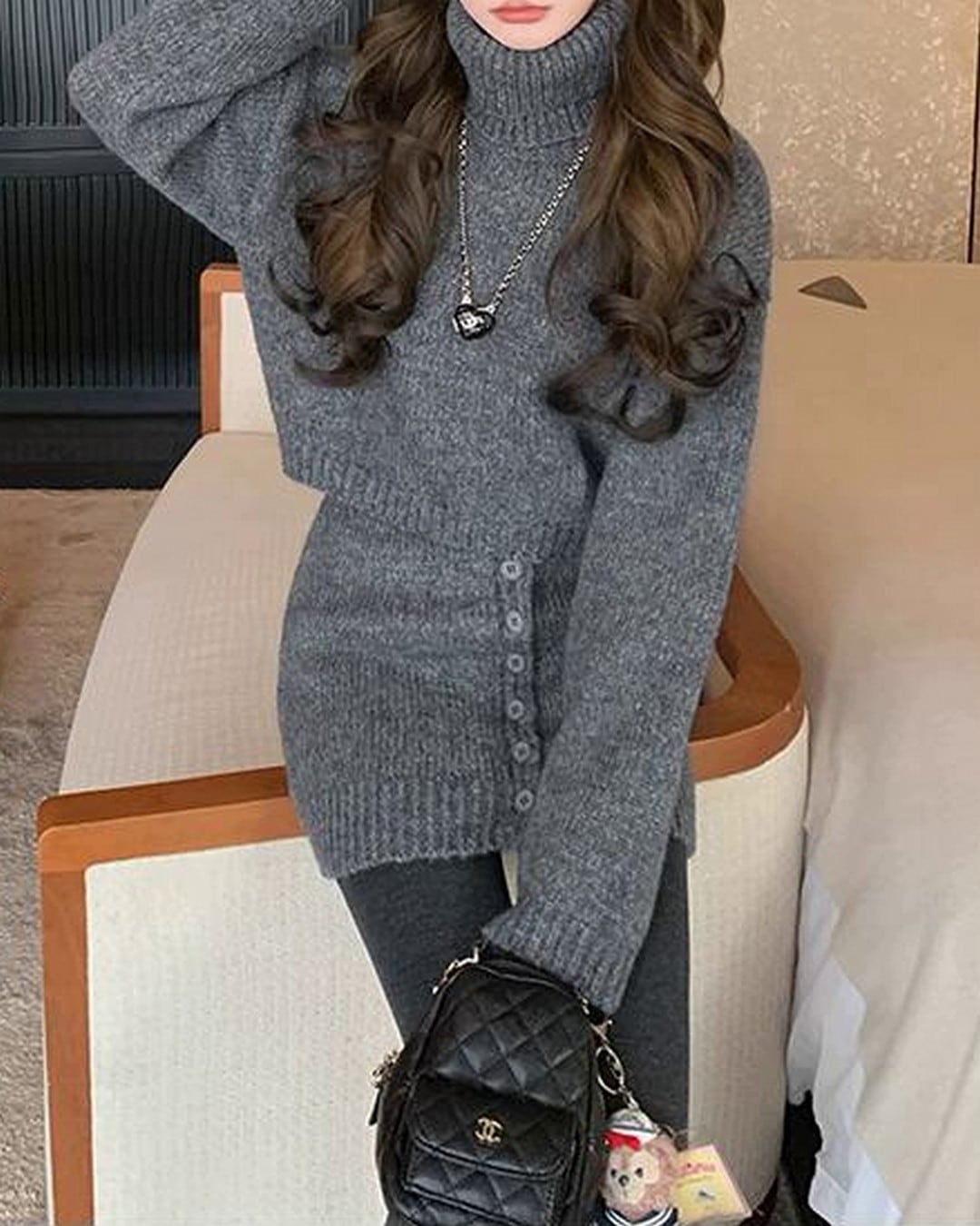 ハイネックニットスカートセットアップ A24521