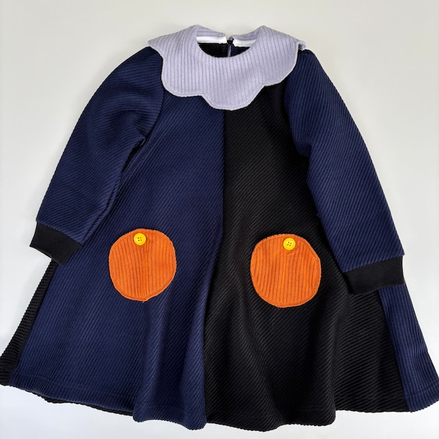 【25AW】ZOZIO(ゾジオ)Sapan one-piece navy×black(S/M/L)ワンピース ネイビー ブラック