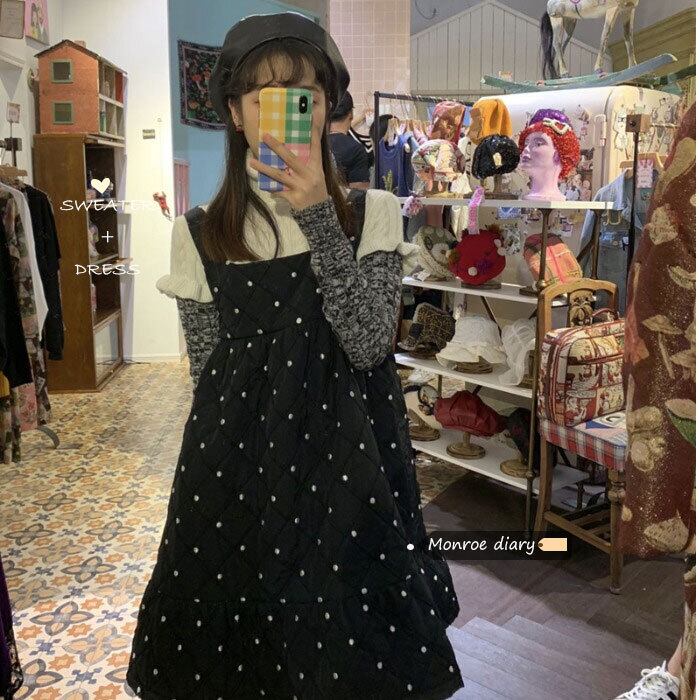 スカート スプリングドレス 水玉シャツ スタイル 春物 モンロー51650218235