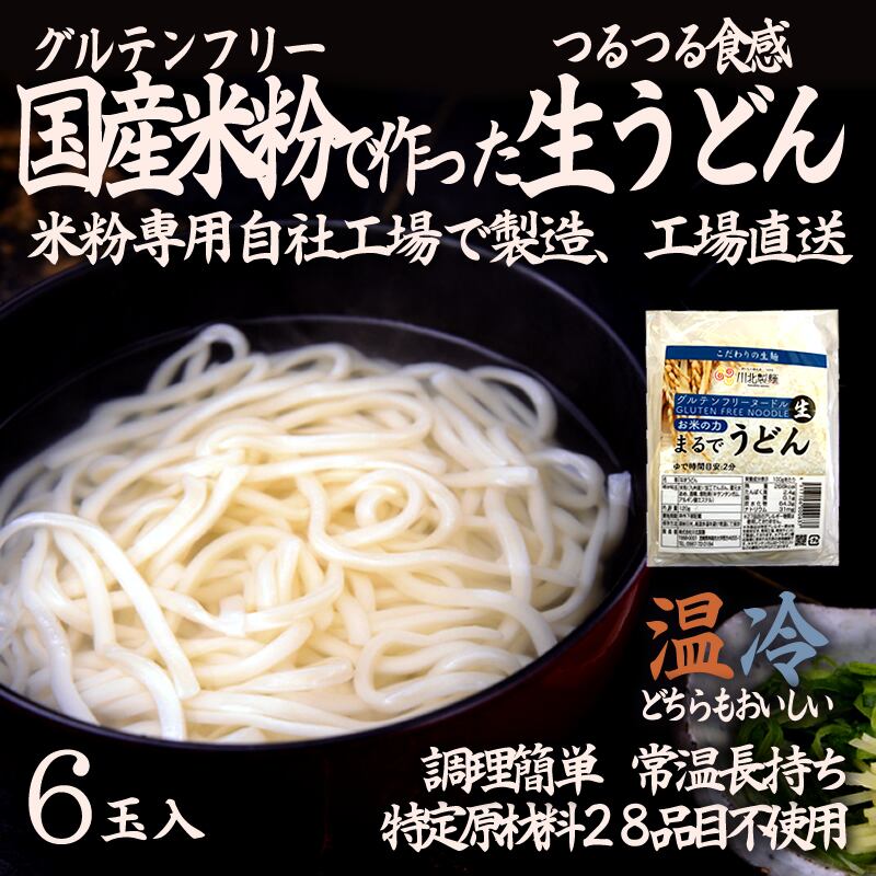 送料無料 グルテンフリーの麺玉 まるでうどん 1g 6食分 100 お米の生麺 小麦粉不使用 九州産米粉使用 常温保存 6人前 麺の匠 グルテンフリー麺の川北製麺 オンラインショップ