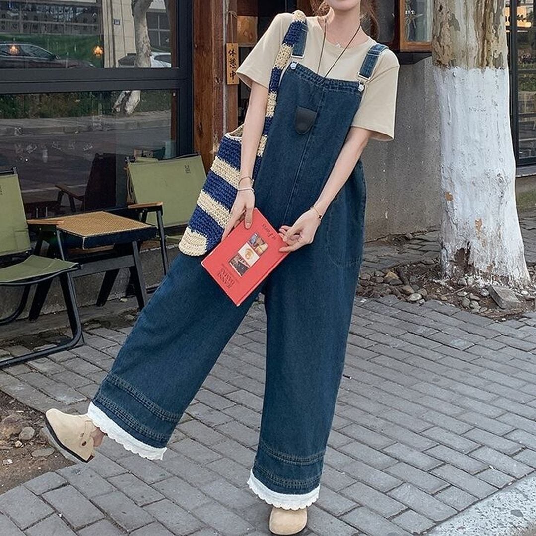 レースヘム デニム サロペット M 11190 | Raglana