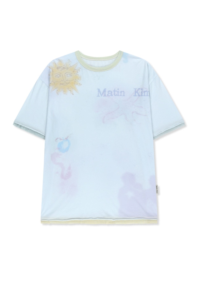 [Matin Kim] SKETCH GRAFFITI OVER FIT TOP IN LIGHT BLUE 正規品 韓国ブランド 韓国通販 韓国代行 韓国ファッション マーティンキム matinkim 日本 店舗
