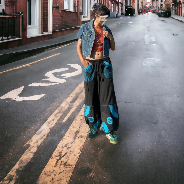 【LADIES】contrast design easy pants