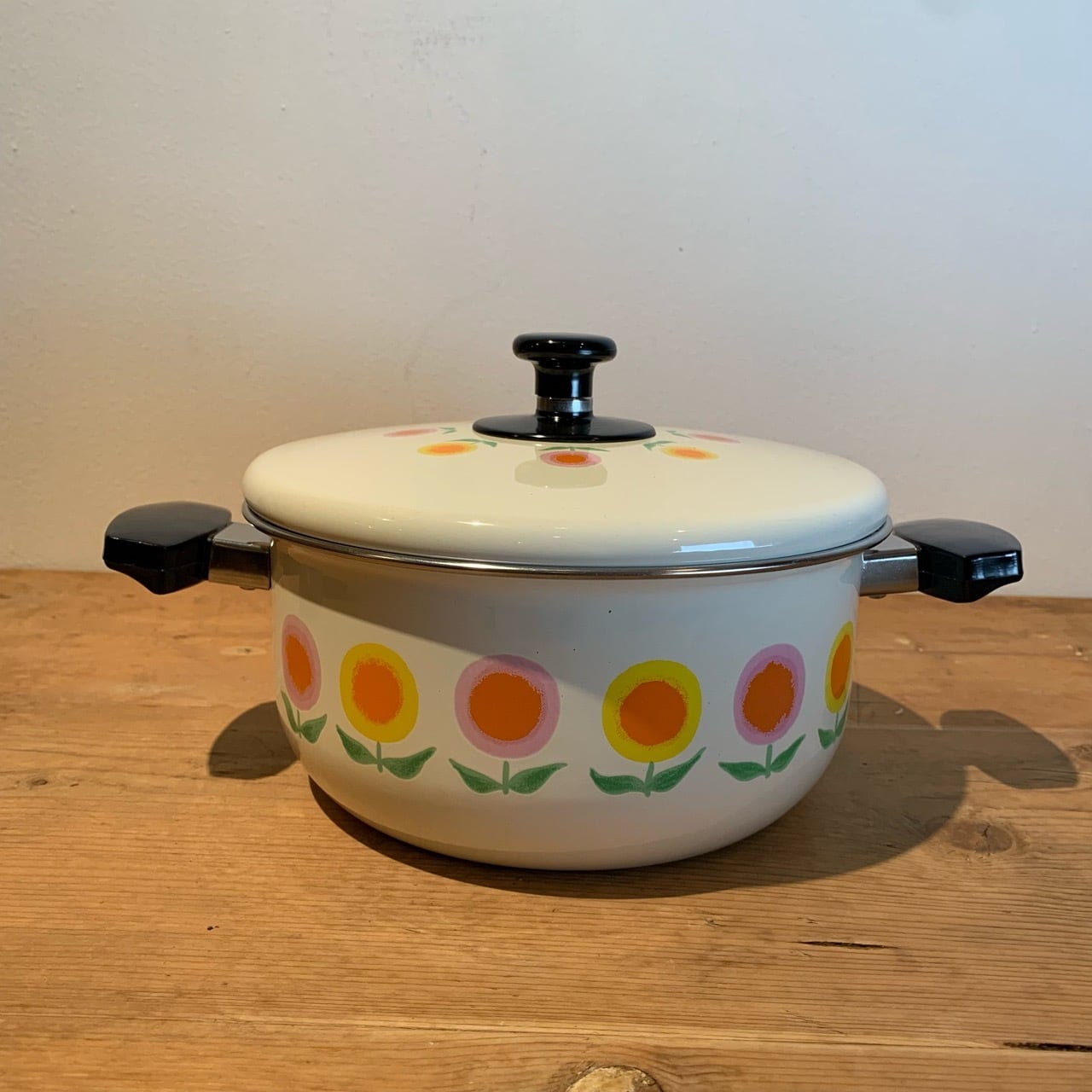 ユニホーローウェア 花柄が可愛い 北欧風プリント ホーロー両手鍋