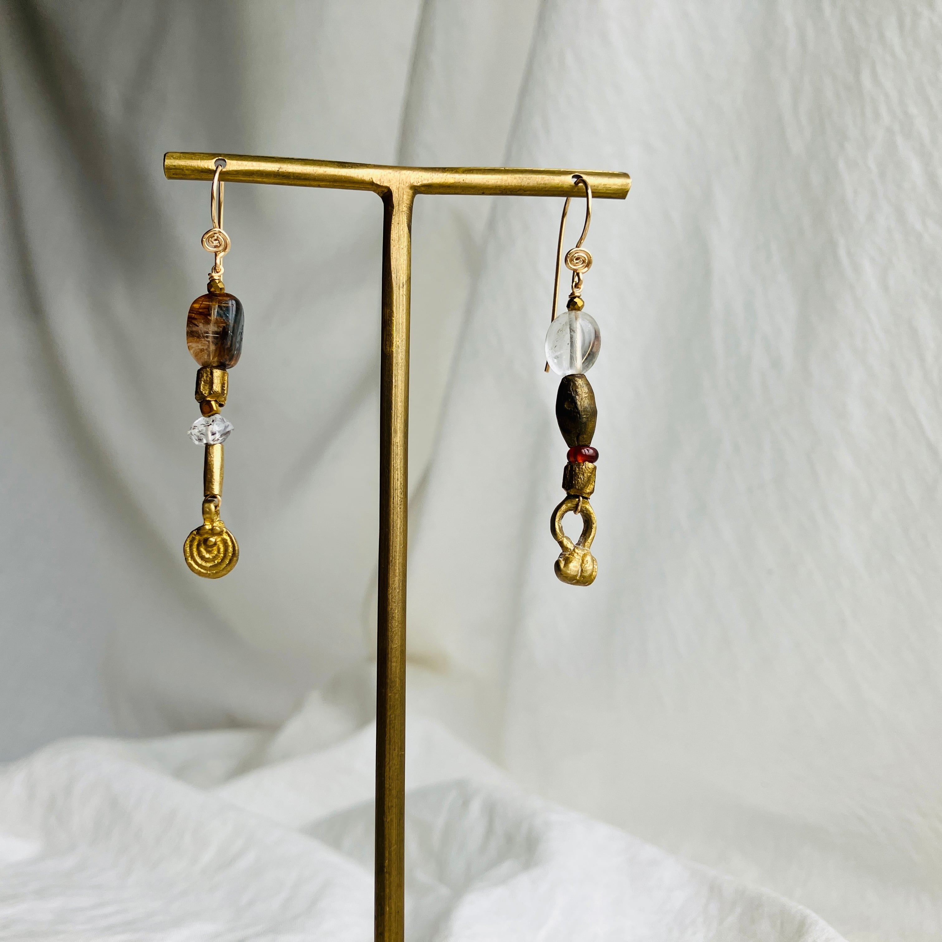 Grandfather clock 古時計 アンティーク調K14gfピアス 1点もの | simon