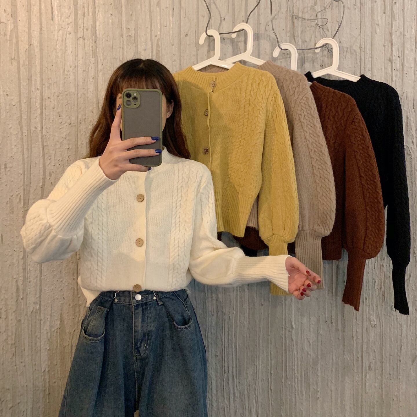 セーター スプリングオータムスタンダードニットカーディガンジャケット レトロ 春物 秋物 1号婦人77225455422