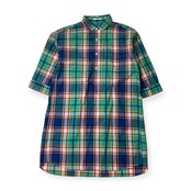 ships シップス チェック ハーフボタン チュニック丈 五分袖 シャツ ワンピース/マルチ レディース