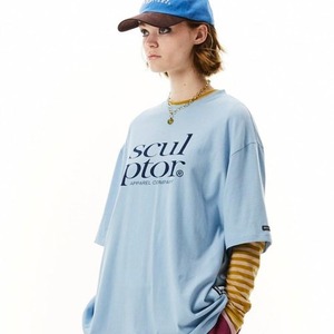 [SCULPTOR] Retro Logo Boxy Tee Baby Blue 正規品 韓国ブランド 韓国ファッション 韓国代行 カーディガン