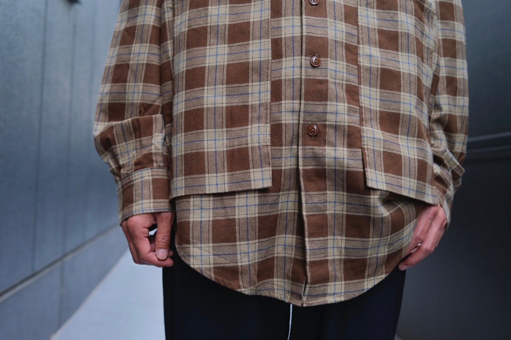 SASSAFRAS ササフラス FEEL SUN HALF ＋ SASSAFRAS『FEEL SUN HALF(BROAD CHECK)』(WHITE/BLACK