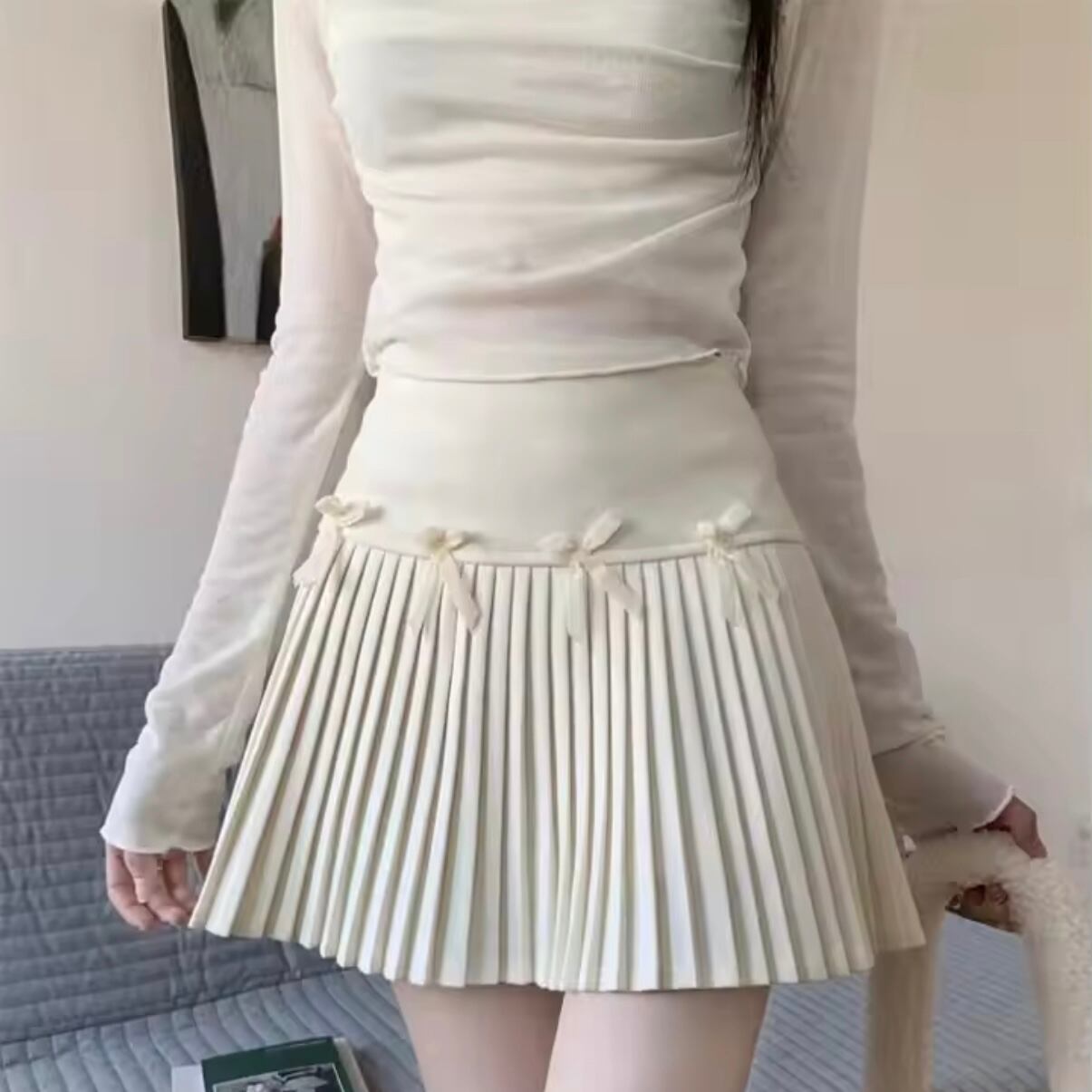 ガーリー リボンプリーツスカート