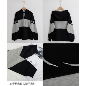 スウェット パーカー フード付き レディース 秋冬 韓国 大人 カジュアル おしゃれ ストリート アメカジ ゆったり 体型カバー バイカラー トップス トレーナー 大人可愛い 大人女子