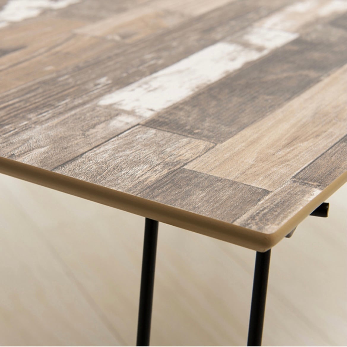 スクラップウッドテーブル(60)幅60cm 折りたたみ 机 つくえ モダン 木製 ヴィンテージ
