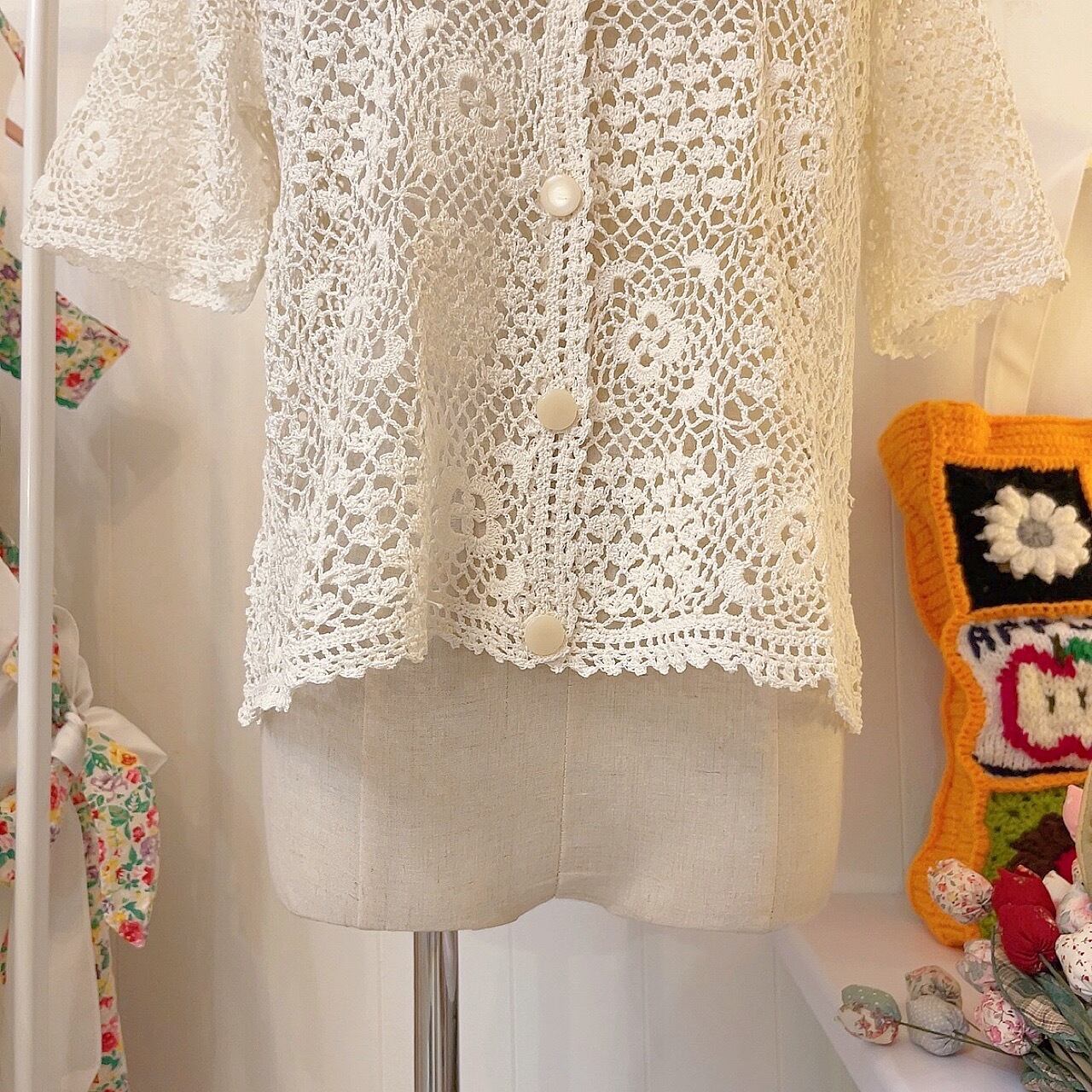 remake : flower fall crochet knit cardigan