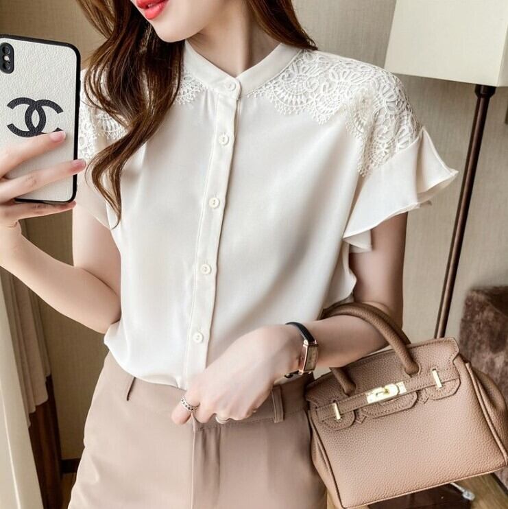 トップス レディース 送料無料 シャツ ブラウス 半袖 シフォン レース かわいい 大人可愛い きれいめ 上品 エレガント 清楚 フェミニン おしゃれ お洒落 綺麗 お嬢様 おとな ナチュラル こなれ感 ラブリー キュート ガーリー レトロ ロマンチック 抜け感 主役級 存在感 無地 オフィス ビジネス OL 通勤 デート お出かけ 女子会 S M L XL アプリコット 夏 誕生日 記念日 食事会 20代 30代 40代 韓国 韓国系 着回し 普段使い ファッション モテ
