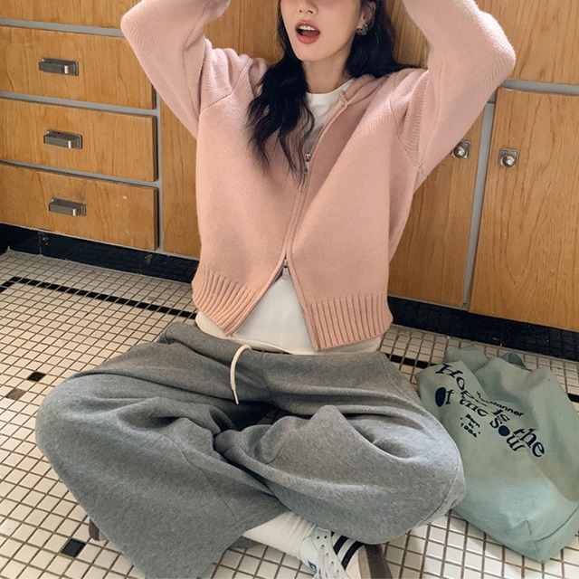 drawstring wide-leg casual pants J00058