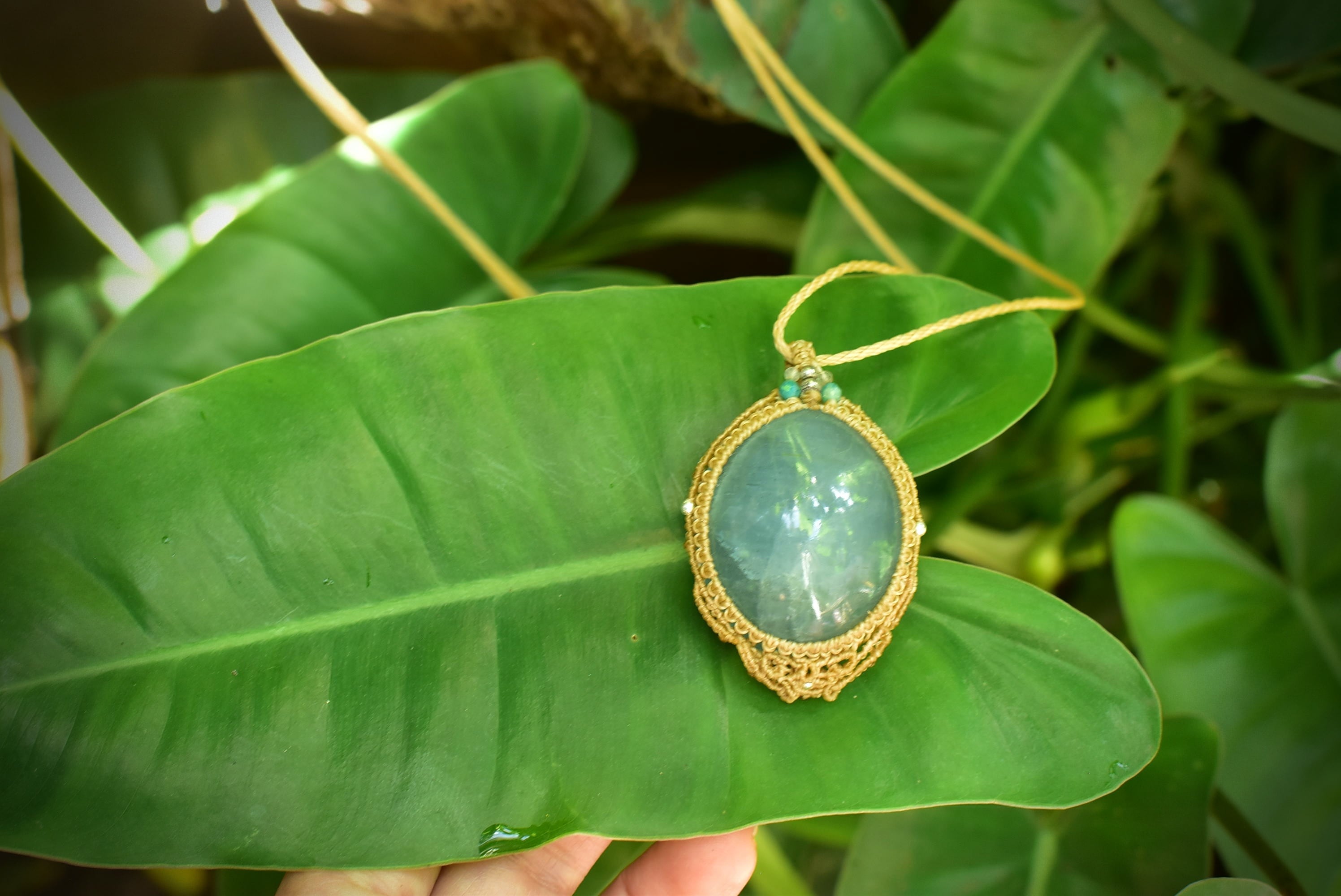 高品質キャッツアイ☆ディープ☆アクアマリン☆マクラメ