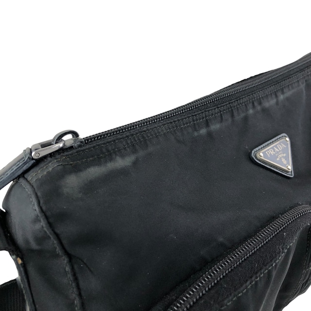 PRADA プラダ ショルダーバッグ ブラック トライアングルロゴ ナイロン ダブルポケット vintage ヴィンテージ オールド se4edp
